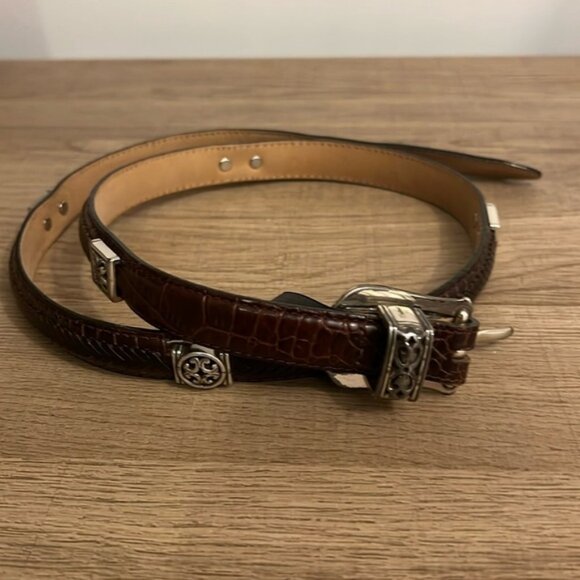 Brighton, mock crock brown, leather belts SZ L /34 - Picture 1 of 11